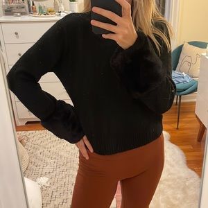 Black Zara sweater with fur sleeves